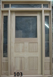 Ash door with matching sidelights and transome