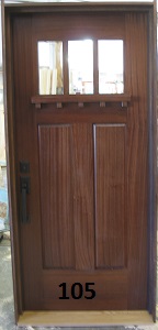 Exterior mahogangy door with decorative shelf