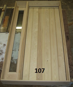 Exterior wood door with matching sidelight