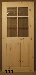 2 panel pine door with 6 lite window
