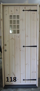 Pine door with off set 12 lite window