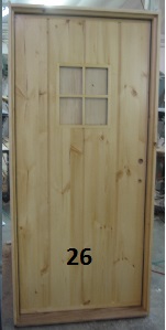 Wood stockade door with 4 lite window