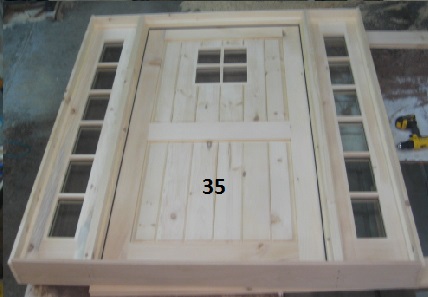 Pine door with matching sidelights
