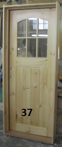 Pine door with arched glass