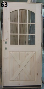Arched glass 9 lite  door with crossbuck
