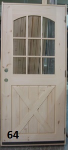 Arched glass 9 lite  door with crossbuck