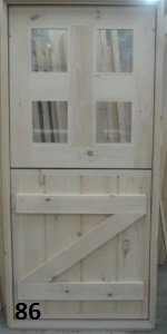 Pine dutch door with 4 lite top and crossbuck