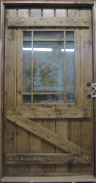 etched glass rustic door