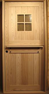 hardwood dutch door with 4 lite and decorative rustic shelf
